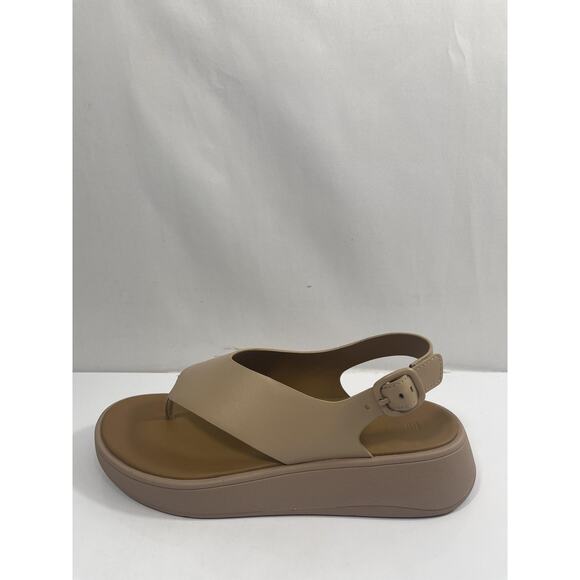 Fitflop Shoes - FitFlop F-Mode Shoes Womens Size 10 Beige Leather Flatform Thong Sandals New Box